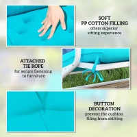 Outsunny 2 Seater Garden Bench Cushion, Soft Thick Outdoor Non-Slip 2 Seater Soft Pad With Backrest for Garden Patio, 47" x 43" x 5", Turquoise(m-6)