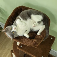 PawHut 41 Inch Cat Tree with Scratching Posts, Cat Bed, Condo, Grooming Brush, Jumping Platforms, Toy Balls, Anti-tip Kit(m-9)
