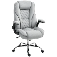 HOMCOM Executive Office Chair, Desk Chair with Flip-up Armrest, Diamond Fabric Computer Chair for Home Office, Gray(m-11)
