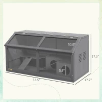 PawHut Rat Cage Hamster Cage Small Animal Playhouse for Gerbils with Suspension Bridge, Ladders, Openable Top Hut(m-3)