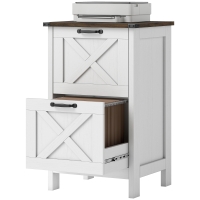 HOMCOM Vertical File Cabinet with 2 Drawers, Rustic Farmhouse Office Storage Cabinet for A4, Letter Size, Distressed White