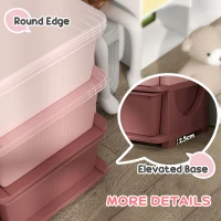 Qaba 3 Tier Kids Storage Unit, 6 Drawer Chest Toy Organizer Plastic Bins for Kids Bedroom Nursery Kindergarten Living Room for Boys Girls Toddlers, Pink(m-7)