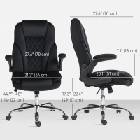HOMCOM Executive Office Chair, Desk Chair with Flip-up Armrest, Diamond Fabric Computer Chair for Home Office, Black(m-3)