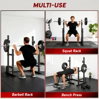 Soozier Adjustable Squat Rack, 660lbs Multi-Functional Bench Press Rack for Weight Lifting Home Gym Strength Training, Black(m-4)