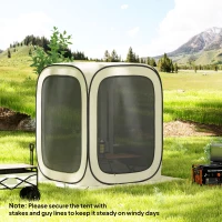 Outsunny 6 x 6ft Pop Up Screen Tent, UPF50+ Portable Camping Gazebo Screen House with Carry Bag, Beige(m-10)