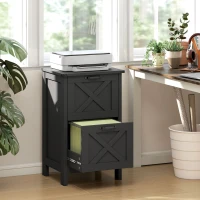 HOMCOM Vertical File Cabinet with 2 Drawers, Rustic Farmhouse Office Storage Cabinet for A4, Letter Size, Distressed Black(m-9)