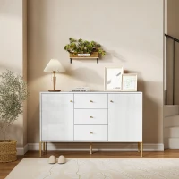 HOMCOM Buffet Cabinet, Modern Sideboard with 3 Soft-Close Drawers and 2 Adjustable Shelves for Living Room, Kitchen, White(m-10)