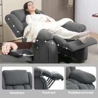 HOMCOM Overstuffed Power Lift Recliner Chair with Vibration Massage and Heat, Side Pockets, Pocket Spring, for Adults, Gray(m-9)