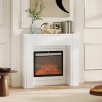 HOMCOM Modern Fireplace Mantel, Freestanding Fireplace Surround with Leg for Electric Fireplaces, 44.7" W x 40" H, White(m-7)
