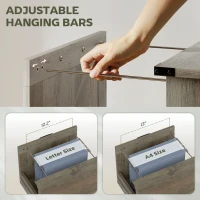 HOMCOM Vertical File Cabinet with 2 Drawers, Rustic Farmhouse Office Storage Cabinet for A4, Letter Size, Distressed Gray(m-6)