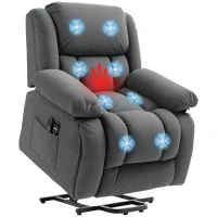 HOMCOM Overstuffed Power Lift Recliner Chair with Vibration Massage and Heat, Side Pockets, Pocket Spring, for Adults, Gray(m-11)