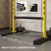 Soozier Squat Rack with Pull Up Bar and Barbell Bar Adjustable Bench Press Multi-Function Weight Lifting Half Rack, Yellow(m-7)