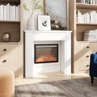 HOMCOM Modern Fireplace Mantel, Freestanding Fireplace Surround with Leg for Electric Fireplaces, 44.7" W x 40" H, White(m-10)