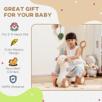 Qaba Rocking Horse for Toddlers 2-5 Years, 4-in-1 Baby Rocking Horse with Detachable Balance Board and Push Handle, Brown(m-8)