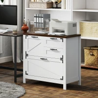 HOMCOM Lateral Filing Cabinet, Farmhouse File Cabinet with 4 Drawers, Fit Letter/A4/Legal Hanging Files, White(m-10)