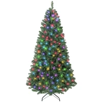 HOMCOM 6ft Prelit Christmas Tree with RGB Dynamic LEDs, Remote Control, Daily Timer, Hinged Xmas Tree, Easy Assembly(m-11)