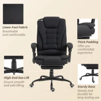 Vinsetto 7-Point Vibrating Massage Chair, Reclining Office Chair with Footrest, Reclining Back, Adjustable Height, Black(m-9)