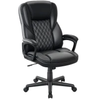 HOMCOM High Back Ergonomic Office Chair, PU Leather Executive Desk Chair with Adjustable Height and Swivel Wheels, Black(m-11)