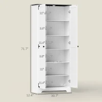 HOMCOM 72" Farmhouse Pantry Cabinet, Freestanding Food Pantry Cabinet with Adjustable Shelves, White(m-3)