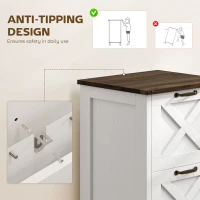 HOMCOM Vertical File Cabinet with 2 Drawers, Rustic Farmhouse Office Storage Cabinet for A4, Letter Size, Distressed White(m-8)