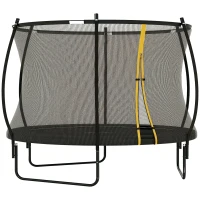Soozier 10ft Outdoor Trampoline with Net Enclosure, Curved Poles and Safety Pad, ASTM Approved, Black(m-11)