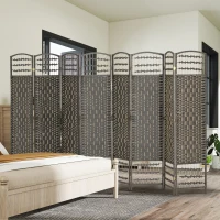HOMCOM 8 Panel Folding Room Divider Portable Privacy Screen Wave Fiber Room Partition for Home Office Dark Gray(m-8)