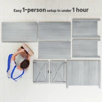 Outsunny Wooden Outdoor Storage Cabinet, Garden Shed Potting Shed with Shelf and Double Doors, Light Gray(m-7)