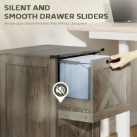 HOMCOM Vertical File Cabinet with 2 Drawers, Rustic Farmhouse Office Storage Cabinet for A4, Letter Size, Distressed Gray(m-7)