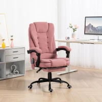 Vinsetto 7-Point Vibrating Massage Chair, Reclining Office Chair with Footrest, Reclining Back, Adjustable Height, Pink(m-1)