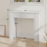 HOMCOM Modern Fireplace Mantel, Freestanding Fireplace Surround with Leg for Electric Fireplaces, 44.7" W x 40" H, White(m-3)