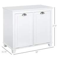 HOMCOM Dual Tilt out Laundry Hamper Cabinet, Bathroom Storage Cabinet with 2-Compartment Hamper, Modern Bathroom Floor Cabinet for Washroom, White(m-3)