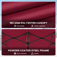 Outsunny Garden Parasol, Double-Sided Sun Umbrella with LED Solar Lights, Patio Parasol for Outdoor, Wine Red(m-7)