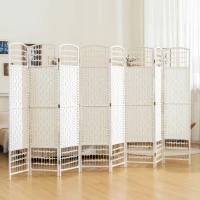 HOMCOM 8 Panel Folding Room Divider Portable Privacy Screen Wave Fiber Room Partition for Home Office White(m-10)