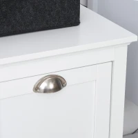 HOMCOM Dual Tilt out Laundry Hamper Cabinet, Bathroom Storage Cabinet with 2-Compartment Hamper, Modern Bathroom Floor Cabinet for Washroom, White(m-8)