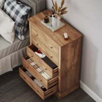 HOMCOM 31" Wide Farmhouse Chest of Drawers with 5 Drawers, Dresser for Bedroom with Wood Top for Living Room, Brown(m-8)