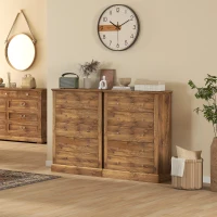 HOMCOM 31" Wide Farmhouse Chest of Drawers with 5 Drawers, Dresser for Bedroom with Wood Top for Living Room, Brown(m-7)