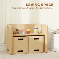 Qaba Kids Table and Chair Set, Height Adjustable Toddler Table and Chair Set for Kids Ages 3-8, Play, Learning, Natural(m-7)