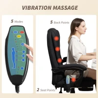 Vinsetto 7-Point Vibrating Massage Chair, Reclining Office Chair with Footrest, Reclining Back, Adjustable Height, Black(m-4)