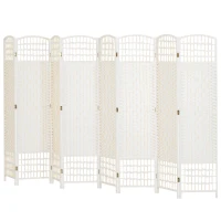 HOMCOM 8 Panel Folding Room Divider Portable Privacy Screen Wave Fiber Room Partition for Home Office White(m-1)