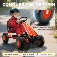 Qaba Kids Go Kart, Pedal Car with Adjustable Seat, EVA Wheels, Brake, for Boys & Girls Aged 3-8 Years Old, Red(m-6)