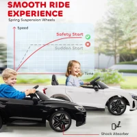Aosom Ride-On Toy On Car with Remote Control, 12V 3.1 MPH Electric Ride for Kids w/ Suspension System, Horn Honking, White(m-7)