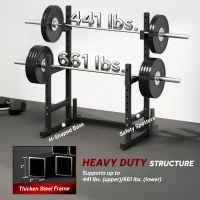 Soozier Adjustable Squat Rack, 660lbs Multi-Functional Bench Press Rack for Weight Lifting Home Gym Strength Training, Black(m-6)