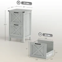 HOMCOM Vertical File Cabinet with 2 Drawers, Rustic Farmhouse Office Storage Cabinet for A4, Letter Size, Distressed Light Gray(m-3)