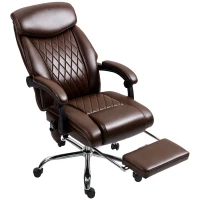 HOMCOM 6 Point Massage Office Chair with Remote, Ergonomic Reclining Computer Desk Chair with Footrest, Side Pocket, Dark Brown(m-2)
