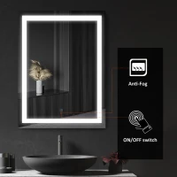 HOMCOM LED Bathroom Mirror Wall Mount Vanity Make Up Mirror with Dimmable Touch Switch Control and Defogger, Waterproof - 32" x 24"(m-5)