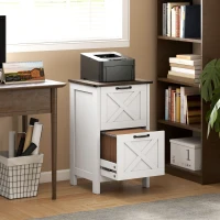 HOMCOM Vertical File Cabinet with 2 Drawers, Rustic Farmhouse Office Storage Cabinet for A4, Letter Size, Distressed White(m-2)