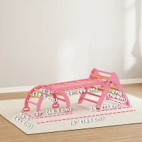 Qaba 7-in-1 Pikler Triangle Set, Foldable Wooden Climbing Toys with Arch, Ramp and Ladder for Toddlers 1-4 Years, Pink(m-3)