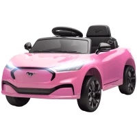 Qaba 12V Kids Ride On Car, Licensed Ford Mustang Mach-E Electric Car with Remote Control, LED Light, Music, Pink(m-1)