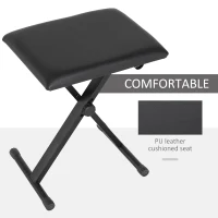 HOMCOM Adjustable Piano Bench, X-Style Folding Piano Stool with Padded Seat, Non-Slip Rubber Feet, Keyboard Chair, Black(m-4)