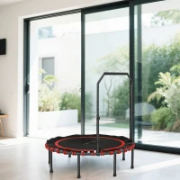 Soozier 48" Foldable Rebounder Trampoline, Mini Trampoline Indoor with Adjustable Handle, Quiet and Safe Bungee Rebounder(m-9)